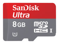SanDisk Ultra - Flash-minneskort (adapter, microSDHC till SD inkluderad) - 8 GB - UHS Class 1 / Class10 - microSDHC UHS-I SDSDQUI-008G-U46