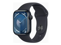 Apple Watch Series 9 (GPS) - 41 mm - midnattsaluminium - smart klocka med sportband - fluoroelastomer - midnatt - bandstorlek: M/L - 64 GB - Wi-Fi, UWB, Bluetooth - 31.9 g MR8X3KS/A