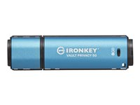 Kingston IronKey Vault Privacy 50 Series - USB flash-enhet - krypterat - 8 GB - USB 3.2 Gen 1 - TAA-kompatibel IKVP50/8GB