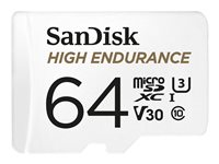 SanDisk High Endurance - Flash-minneskort (microSDXC till SD-adapter inkluderad) - 64 GB - Video Class V30 / UHS-I U3 / Class10 - mikroSDXC UHS-I SDSQQNR-064G-GN6IA