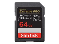 SanDisk Extreme Pro - Flash-minneskort - 64 GB - Video Class V60 / UHS-II U3 / Class10 - SDXC UHS-II SDSDXEP-064G-GN4IN