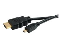 C2G Value Series 0.5m High Speed HDMI to HDMI Micro Cable with Ethernet - 4K - UltraHD - HDMI-kabel med Ethernet - HDMI hane till 19 pin micro HDMI Type D hane - 50 cm - skärmad - svart 82026