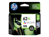 HP 62XL - Lång livslängd - färg (cyan, magenta, gul) - original - blister - bläckpatron - för ENVY 55XX, 56XX, 76XX; Officejet 200, 250, 57XX, 8040 C2P07AE#301