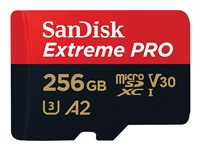 SanDisk Extreme Pro - Flash-minneskort (microSDXC till SD-adapter inkluderad) - 256 GB - A2 / Video Class V30 / UHS-I U3 / Class10 - mikroSDXC UHS-I SDSQXCD-256G-GN6MA