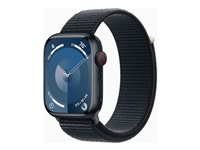 Apple Watch Series 9 (GPS + Cellular) - 45 mm - midnattsaluminium - smart klocka med sportögla - mjukt nylon i dubbla lager - midnatt - 64 GB - Wi-Fi, LTE, UWB, Bluetooth - 4G - 39 g MRMF3KS/A