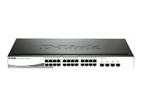 D-Link Web Smart DGS-1210-24P - Switch - Administrerad - 24 x 10/100/1000 (PoE) + 4 x kombination Gigabit Ethernet/Gigabit SFP - skrivbordsmodell, rackmonterbar - PoE (193 W) DGS-1210-24P