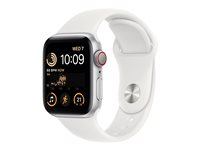 Apple Watch SE (GPS + Cellular) - 2a generation - 40 mm - silveraluminium - smart klocka med sportband - fluoroelastomer - vit - bandstorlek: standard - 32 GB - Wi-Fi, LTE, Bluetooth - 4G - 27.8 g MNPP3KS/A