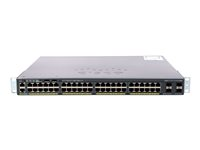 Cisco Catalyst 2960X-48LPS-L - Switch - Administrerad - 48 x 10/100/1000 (PoE+) + 4 x Gigabit SFP - skrivbordsmodell, rackmonterbar - PoE+ (370 W) WS-C2960X-48LPS-L