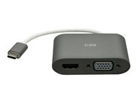 C2G USB C to HDMI & VGA Dual Monitor Adapter - 4K 30Hz - White - Videokort - 24 pin USB-C hane vändbar till 15 pin D-Sub (DB-15), HDMI hona - vit - stöd för 4K C2G29831
