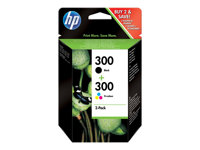 HP 300 - 2-pack - svart, färg (cyan, magenta, gul) - original - bläckpatron - för Deskjet F4210, F4213, F4230, F4235, F4250, F4273, F4274, F4275, F4283, F4288, F4292, F4293 CN637EE#301