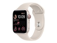 Apple Watch SE (GPS + Cellular) - 2a generation - 44 mm - stjärnljusaluminium - smart klocka med sportband - fluoroelastomer - starlight - bandstorlek: standard - 32 GB - Wi-Fi, LTE, Bluetooth - 4G - 32.9 g MNPT3KS/A