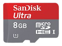 SanDisk Ultra - Flash-minneskort - 8 GB - UHS Class 1 / Class10 - microSDHC UHS-I SDSDQUA-008G-U46A