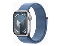 Apple Watch Series 9 (GPS) - 41 mm - silveraluminium - smart klocka med sportögla - mjukt nylon i dubbla lager - winter blue - 64 GB - Wi-Fi, UWB, Bluetooth - 31.9 g MR923KS/A