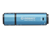 Kingston IronKey Vault Privacy 50 Series - USB flash-enhet - krypterat - 64 GB - USB 3.2 Gen 1 - TAA-kompatibel IKVP50/64GB