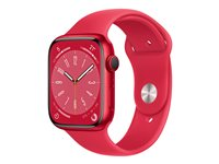Apple Watch Series 8 (GPS + Cellular) - (PRODUCT) RED - 45 mm - röd aluminium - smart klocka med sportband - fluoroelastomer - röd - bandstorlek: standard - 32 GB - Wi-Fi, LTE, Bluetooth, UWB - 4G - 38.8 g MNKA3KS/A