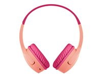 Belkin SoundForm Mini - Hörlurar med mikrofon - på örat - kabelansluten - 3,5 mm kontakt, USB-C - rosa AUD010HQPK