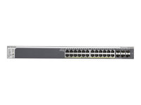 NETGEAR Gigabit Stackable Smart Switch GS728TPS (2nd Generation) - Switch - Administrerad - 16 x 10/100/1000 (PoE) + 8 x 10/100/1000 (PoE+) + 4 x Gigabit SFP - skrivbordsmodell, rackmonterbar - PoE GS728TPSB-100EUS