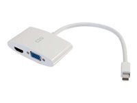 C2G 20cm Mini DisplayPort to HDMI or VGA Adapter Converter 4K UHD - White - Videokort - Mini DisplayPort hane till 15 pin D-Sub (DB-15), HDMI hona - 20.3 cm - skärmad - vit - stöd för 4K 80936