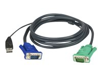 HPE ATEN 2L-5202U - Tangentbords-/video-/muskabel - USB, HD-15 (VGA) (hane) till 15 stifts SPHD (hane) - 1.8 m - tumskruvar - för ATEN CS1304 G2 0x1x4, CS1308 G2 0x1x8, CS1316 G2 0x1x16 Q5T68A
