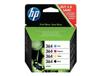 HP 364 Combo Pack - 4-pack - svart, gul, cyan, magenta - original - blister - bläckpatron - för Deskjet 35XX; Photosmart 55XX, 55XX B111, 65XX, 7510 C311, 7520, Wireless B110 SD534EE#301