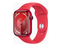 Apple Watch Series 9 (GPS) - (PRODUCT) RED - 45 mm - röd aluminium - smart klocka med sportband - fluoroelastomer - röd - bandstorlek: S/M - 64 GB - Wi-Fi, UWB, Bluetooth - 38.7 g MRXJ3KS/A