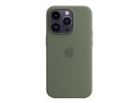 Apple - Baksidesskydd för mobiltelefon - MagSafe-kompatibilitet - silikon - oliv - för iPhone 14 Pro MQUH3ZM/A