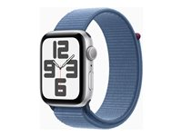 Apple Watch SE (GPS) - 2a generation - 44 mm - silveraluminium - smart klocka med sportögla - textil - winter blue - handledsstorlek: 145-220 mm - 32 GB - Wi-Fi, Bluetooth - 32.9 g MREF3KS/A