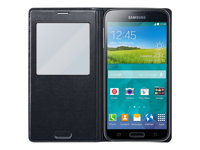 Samsung S View EF-CG900 - Vikbart fodral för mobiltelefon - svart - för Galaxy S5, S5 Neo EF-CG900BBEGWW