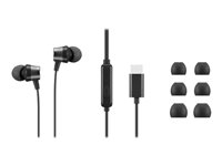 Lenovo Go - Hörlurar med mikrofon - inuti örat - svart - för ThinkCentre M60q Chromebox; M70s Gen 3; M70t Gen 3; ThinkPad E14 Gen 3; P15v Gen 3 4XD1J77351
