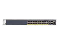 NETGEAR M4300-28G-PoE+ - Switch - L3 - Administrerad - 2 x 10/100/1000/10000 + 2 x 10 Gigabit SFP+ + 24 x 10/100/1000 (PoE+) - främre till bakre luftflöde - rackmonterbar - PoE+ (480 W) GSM4328PA-100NES