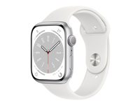 Apple Watch Series 8 (GPS) - 45 mm - silveraluminium - smart klocka med sportband - fluoroelastomer - vit - bandstorlek: standard - 32 GB - Wi-Fi, Bluetooth - 38.8 g MP6N3KS/A
