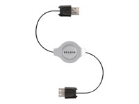 Belkin Retractable - USB-förlängningskabel - USB (hane) till USB (hona) - 1 m - indragbar - silver F3U134CP1MRTC