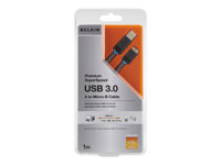 Belkin Premium - USB-kabel - USB (hane) till mikro-USB typ B (hane) - USB 3.0 - 1 m - svart F3U165CP1M