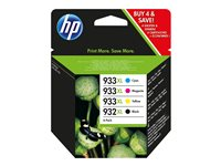 HP 932XL/933XL Combo Pack - 4-pack - Lång livslängd - svart, gul, cyan, magenta - original - Officejet - bläckpatron - för Officejet 6100, 6600 H711a, 6700, 7110, 7510, 7610, 7612 C2P42AE