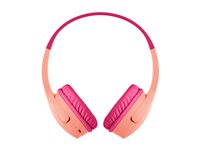 Belkin SoundForm Mini - Hörlurar med mikrofon - på örat - Bluetooth - trådlös - 3,5 mm kontakt - rosa AUD002BTPK