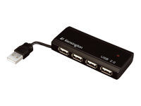 Kensington PocketHUB Mini USB 2.0 - Hubb - 4 x USB - skrivbordsmodell 33399EU