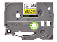 Brother TZe-S621 - Extrastark häftning - svart på gult - Rulle (0,9 cm x 8 m) 1 kassett(er) bandlaminat - för Brother P-Touch wide range of models. TZES621