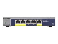 NETGEAR Plus GS105PE - Switch - Administrerad - 2 x 10/100/1000 (PoE+) + 3 x 10/100/1000 - skrivbordsmodell - PoE+ (19 W) GS105PE-10000S