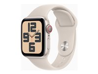 Apple Watch SE (GPS + Cellular) - 2a generation - 40 mm - star white - smart klocka med sportband - fluoroelastomer - star white - bandstorlek: S/M - 32 GB - Wi-Fi, LTE, Bluetooth - 4G - 27.8 g MRFX3KS/A