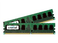 Crucial - DDR2 - sats - 4 GB: 2 x 2 GB - DIMM 240-pin - 800 MHz / PC2-6400 - CL5 - 1.8 V - ej buffrad - ECC CT2KIT25672AA80EA