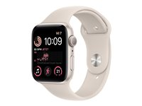 Apple Watch SE (GPS) - 2a generation - 44 mm - stjärnljusaluminium - smart klocka med sportband - fluoroelastomer - starlight - bandstorlek: standard - 32 GB - Wi-Fi, Bluetooth - 32.9 g MNJX3KS/A