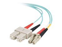 C2G LC-SC 10Gb 50/125 OM3 Duplex Multimode PVC Fiber Optic Cable (LSZH) - Nätverkskabel - SC-läge (multi-mode) (hane) till LC multiläge (hane) - 3 m - fiberoptisk - duplex - 50/125 mikron - OM3 - halogenfri - havsblå 85533