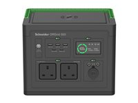 Schneider OffGrid 500 - Bärbar kraftstation - LCD, 2 BS1363-uttag, sinuskurva, 3 USB-A, 2 USB-C, trådlös laddare - AC 195 - 265 / DC 12 -30 V - 500 Watt - litiumjon - 517 Wh - utgångskontakter: 2 - Storbritannien - svart, grön PPS500-UK