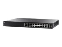Cisco Small Business SF300-24MP - Switch - L3 - Administrerad - 24 x 10/100 (PoE+) + 2 x kombinations-Gigabit SFP + 2 x 10/100/1000 - skrivbordsmodell, rackmonterbar - PoE+ (375 W) SF300-24MP-K9-EU