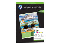 HP 940XL Officejet Brochure Value Pack - 3-pack - gul, cyan, magenta - bläckpatron/papperssats - för Officejet Pro 8000, 8500, 8500 A909a, 8500A, 8500A A910a, 8500A A910d CG898AE