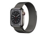 Apple Watch Series 8 (GPS + Cellular) - 41 mm - grafit rostfritt stål - smart klocka med milanesisk loop - handledsstorlek: 130-180 mm - 32 GB - Wi-Fi, LTE, Bluetooth, UWB - 4G - 42.3 g MNJM3KS/A
