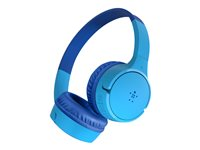 Belkin SoundForm Mini - Hörlurar med mikrofon - på örat - kabelansluten - 3,5 mm kontakt, USB-C - blå AUD010HQBL