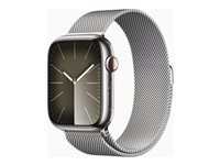 Apple Watch Series 9 (GPS + Cellular) - 45 mm - rostfritt stål i silver - smart klocka med milanesisk loop - 64 GB - Wi-Fi, LTE, UWB, Bluetooth - 4G - 51.5 g MRMQ3KS/A