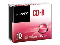 Sony 10CDQ80SS - 10 x CD-R - 700 MB (80min) 48x - tunt CD-fodral 10CDQ80SS