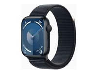 Apple Watch Series 9 (GPS) - 45 mm - midnattsaluminium - smart klocka med sportögla - mjukt nylon i dubbla lager - midnatt - 64 GB - Wi-Fi, UWB, Bluetooth - 38.7 g MR9C3KS/A